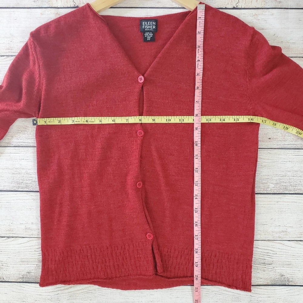 Eileen Fisher red cardigan, size PP - Picture 7 of 8